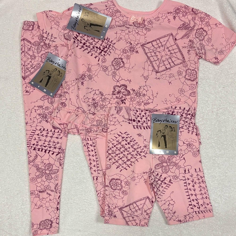 Baryshnikov pink maroon matching 3 pc set girls 8/10 nwt